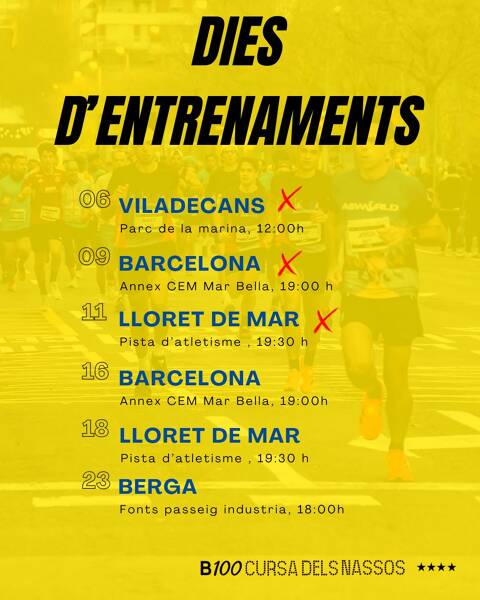Inscriptions ouvertes pour le macro-entraînement de la B100 Cursa dels Nassos 2025